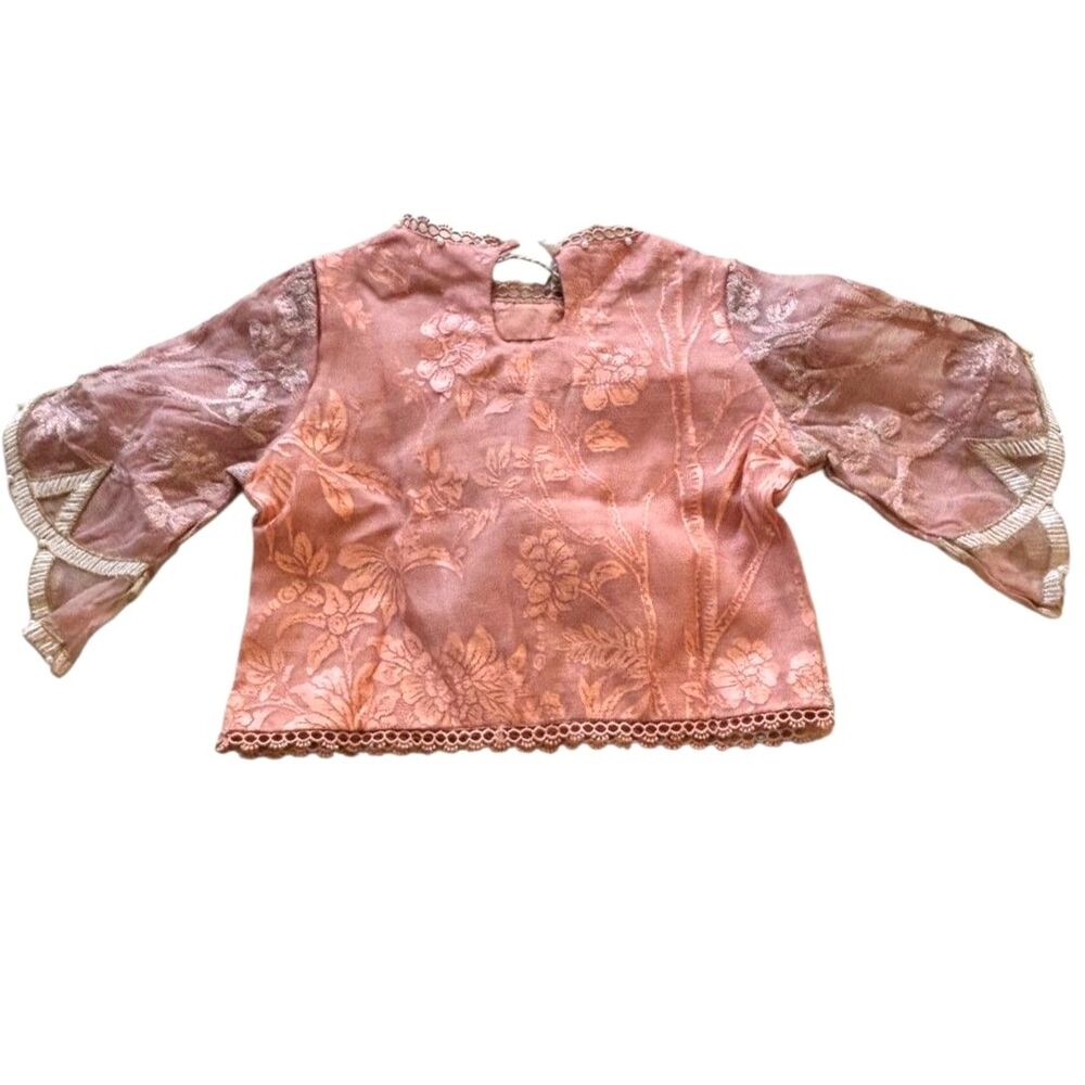 Sana Safinaz Girls 2-3 Embroidered Tunic Top Pink Boho Floral Tassel NWT